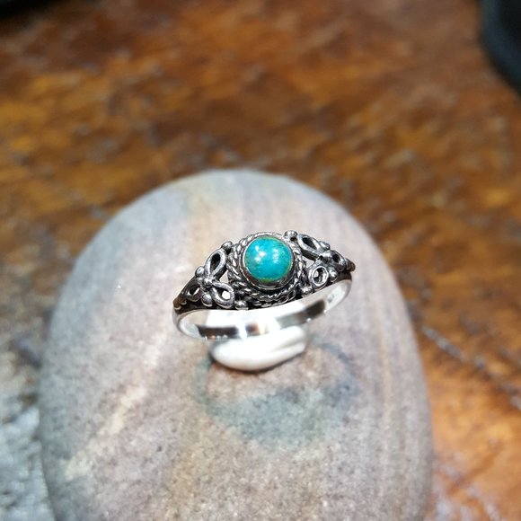 Natural Turquoise sterling ring size 8.5 - Picture 6 of 9